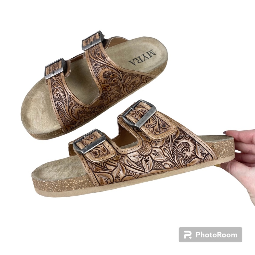 Myra Western Tooled Leather Sandals